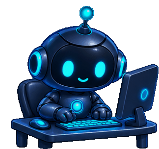 Robot typing at a computer